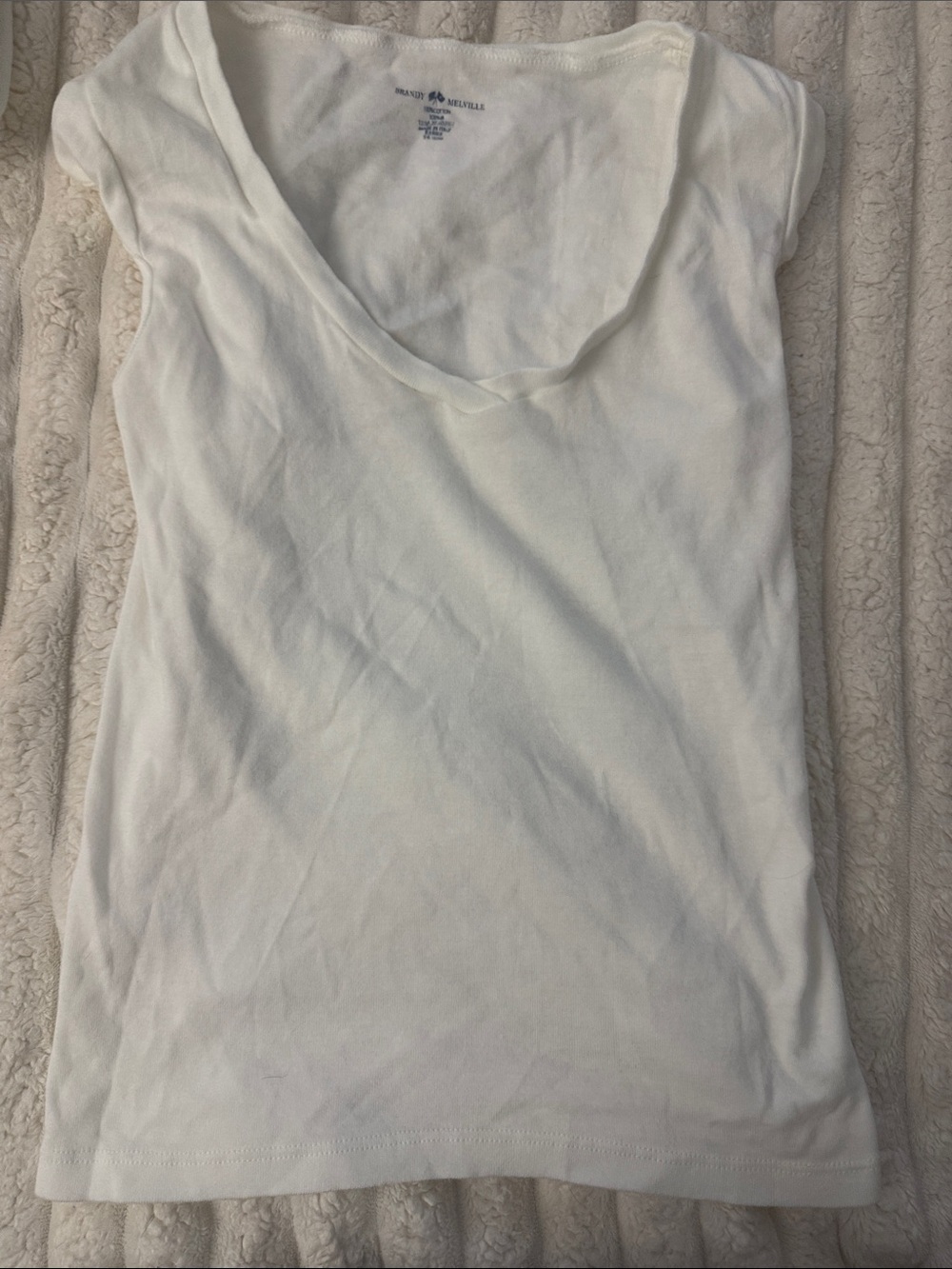 Brandy Melville White Scoop Neck Short Sleeve Tee